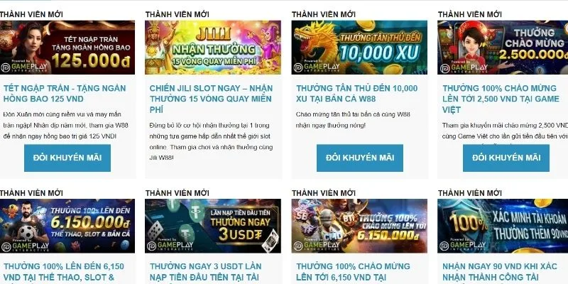 Khuyến mãi W88 chào mừng thành viên mới